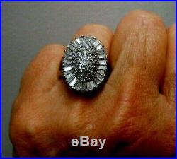 CZ Baguette Ballerina Cluster Ring Sterling Cubic Zirconia Size 8