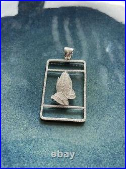Can Be Customized 925 Sterling Silver Praying Hands Pendant Cubic Zirconia