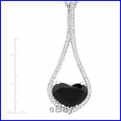 Certified Natural Black Jade Heart Pendant with Cubic Zirconia, Sterling Silver