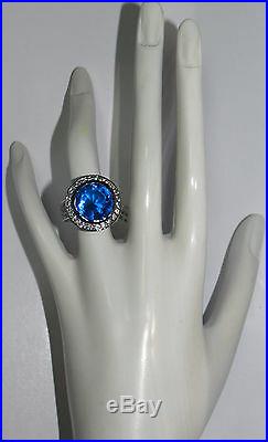 Charles Winston Blue Sapphire Cubic Zirconia 925 Sterling Silver Ring 10.94G