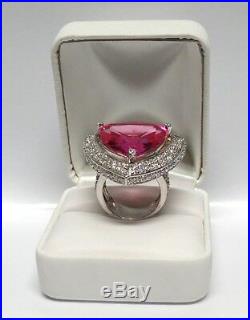 Charles Winston Pink Sapphire Cubic Zirconia Sterling Silver Ring 15.95G