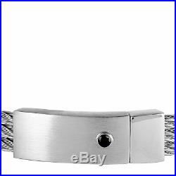 Charriol The Key Sterling Silver and Black Cubic Zirconia Bangle Bracelet