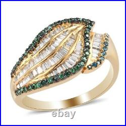 Cluster Ring 925 Silver 14K Yellow Gold Over Cubic Zirconia CZ Size 7 Ct 3.1