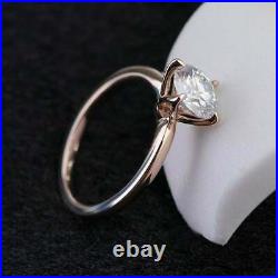Colorless Round Cut Cubic Zirconia Solitaire 925 Sterling Silver Engagement Ring