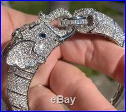 Cote dArgent Sterling Silver 925 Elephant pave Cubic Zirconia Bracelet cuff NWT