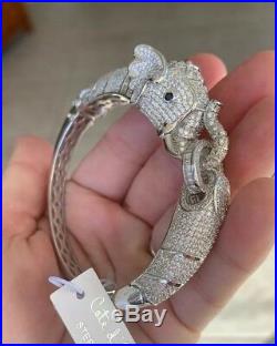 Cote dArgent Sterling Silver 925 Elephant pave Cubic Zirconia Bracelet cuff NWT