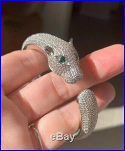 Cote dArgent Sterling Silver 925 Panther pave Cubic Zirconia Bracelet cuff NWT