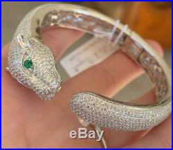 Cote dArgent Sterling Silver 925 Panther pave Cubic Zirconia Bracelet cuff NWT