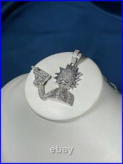 Crazy Guy With Gun 925 Sterling Silver Pendant Cubic Zirconia Stones Iced Out