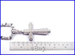 Cross Pendant & Chain Huge Heavy Cubic Zirconia Set 925 Sterling Silver 129.6g