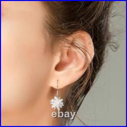 Crystal Ice Snowflake Drop Hook Earrings 925 Sterling Silver Womens Christmas UK