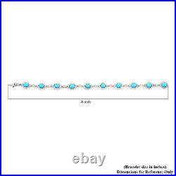 Ct 10.3 925 Sterling Silver Blue Turquoise Cubic Zirconia CZ Bracelet Size 7.5