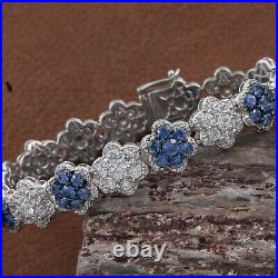 Ct 13.4 Gifts 925 Silver Bracelet Cubic Zirconia CZ Sapphire Size 7