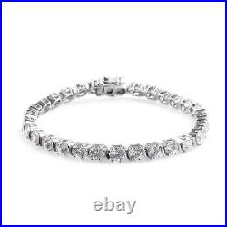 Ct 15.6 925 Sterling Silver Platinum Plated Cubic Zirconia CZ Bracelet Size 7.5