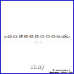 Ct 4.1 925 Sterling Silver Tourmaline White Zircon Paper Clip Bracelet Size 8