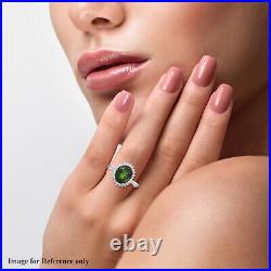 Ct 4.3 925 Sterling Silver Diopside White Cubic Zirconia CZ Halo Ring Size 7
