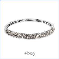 Ct 4.4 925 Silver Bangle Cuff Bracelet Cubic Natural Zirconia CZ Size 8