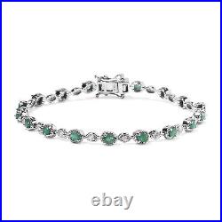 Ct 7.4 925 Silver Bracelet AAA Emerald Cubic Zirconia CZ Station Gifts Size 8