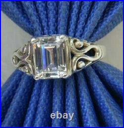 Cubic Zircona 8.5 x 7 mm estate 0.925 Sterling Silver Solitaire Ring size 7.75