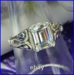 Cubic Zircona 8.5 x 7 mm estate 0.925 Sterling Silver Solitaire Ring size 7.75
