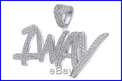 Cubic Zirconia 1 WAY Hip Hop Pendant 14K White Gold Over 925 Sterling Silver