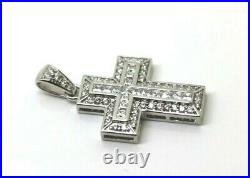 Cubic Zirconia 925 Sterling Silver Huge Cross Pendant Free Express Post In Oz