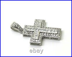 Cubic Zirconia 925 Sterling Silver Huge Cross Pendant Free Express Post In Oz