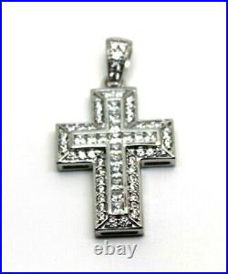 Cubic Zirconia 925 Sterling Silver Huge Cross Pendant Free Express Post In Oz