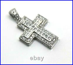 Cubic Zirconia 925 Sterling Silver Huge Cross Pendant Free Express Post In Oz