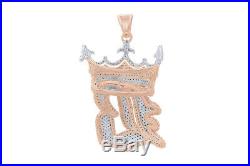 Cubic Zirconia B Crown Small Hip Hop Pendant 14K Rose Gold Over Sterling Silver
