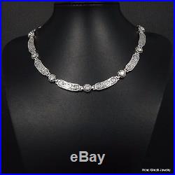 Cubic Zirconia Byzantine Style 925 Sterling Silver Greek Handmade Art Necklace