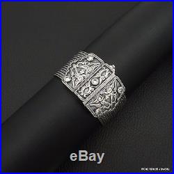 Cubic Zirconia Byzantine Style 925 Sterling Silver Greek Handmade Chain Bracelet