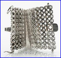 Cubic Zirconia CZ Cuff Bracelet Sterling Silver Wide