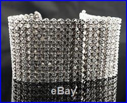 Cubic Zirconia CZ Cuff Bracelet Sterling Silver Wide