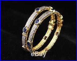 Cubic Zirconia Designer Sapphire Blue Sterling Silver Bracelet 81B/SP/007
