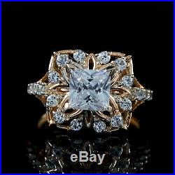 Cubic Zirconia Disney Belle Engagement Ring 14K 14Ct Rose Gold Over Sterling 925