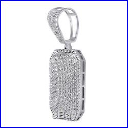 Cubic Zirconia Dog Tag Hip Hop Pendant 14K White Gold Over 925 Sterling Silver