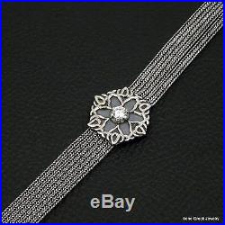 Cubic Zirconia Flower 925 Sterling Silver Greek Handmade Chain Bracelet