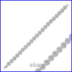 Cubic Zirconia Halo CZ Ladies Bracelet Sterling Silver 7.5 inch