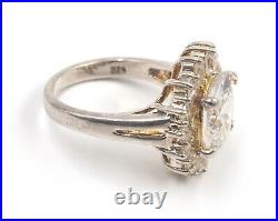 Cubic Zirconia Halo Style Sterling Silver Ring