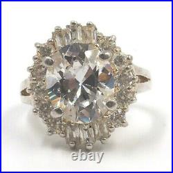 Cubic Zirconia Halo Style Sterling Silver Ring