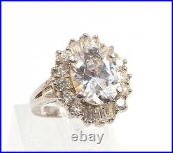 Cubic Zirconia Halo Style Sterling Silver Ring