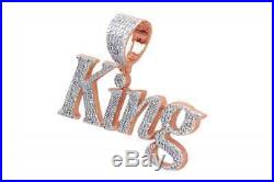 Cubic Zirconia KING Hip Hop Pendant 14K Rose Gold Over 925 Sterling Silver