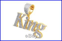 Cubic Zirconia KING Hip Hop Pendant 14K Yellow Gold Over 925 Sterling Silver