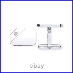 Cubic Zirconia, Rectangle, Soft Edge Cufflinks Sterling Silver