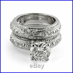 Cubic Zirconia Round Bridal Set Wedding Engagement Ring Sterling 925 Silver Sz 8