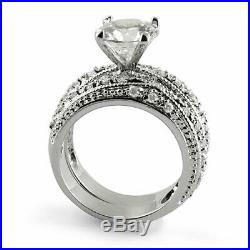 Cubic Zirconia Round Bridal Set Wedding Engagement Ring Sterling 925 Silver Sz 8