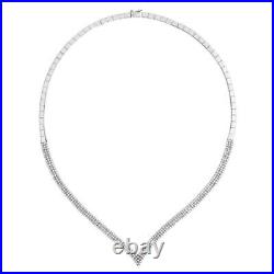 Cubic Zirconia V Shape Necklace Hallmarked Sterling Silver