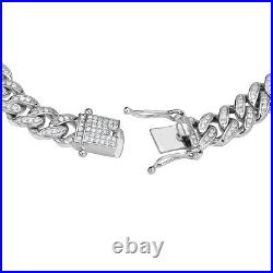 Cubin Link Sterling Silver Cubic Zirconia Elegant Men's Bracelet