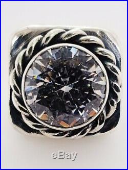 D Carol Sterling Silver Large Cubic Zirconia Ring